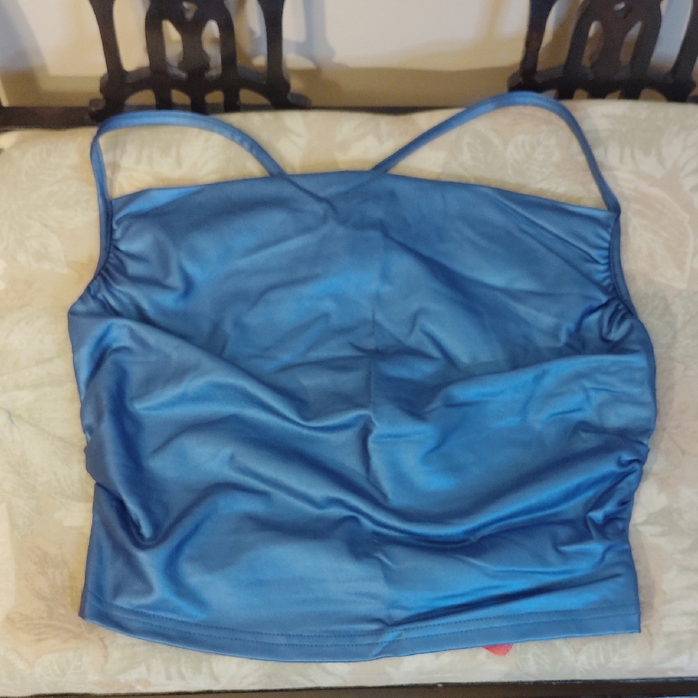 Sleek Blue Satin Cami Top - Picture 4 of 6